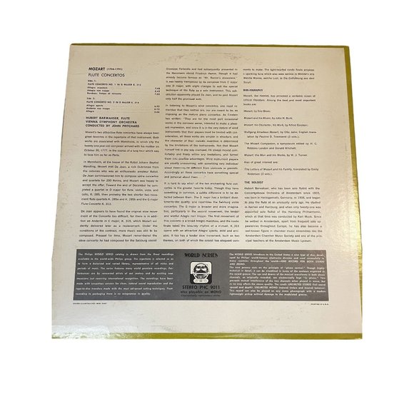 Vintage Vinyl Mozart Flute Concertos No. 1 in G major, No. 2 in D major with Hub - Picture 5 of 7
